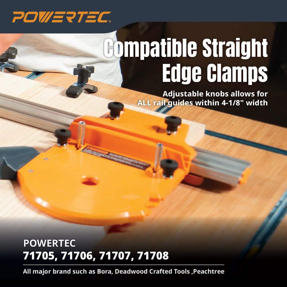 ‎POWERTEC Router Dado Jig w/50 Inch Straight Edge Clamp for Precision Dado Cuts, Adjustable Fence, Built-In Dust Collection (2)