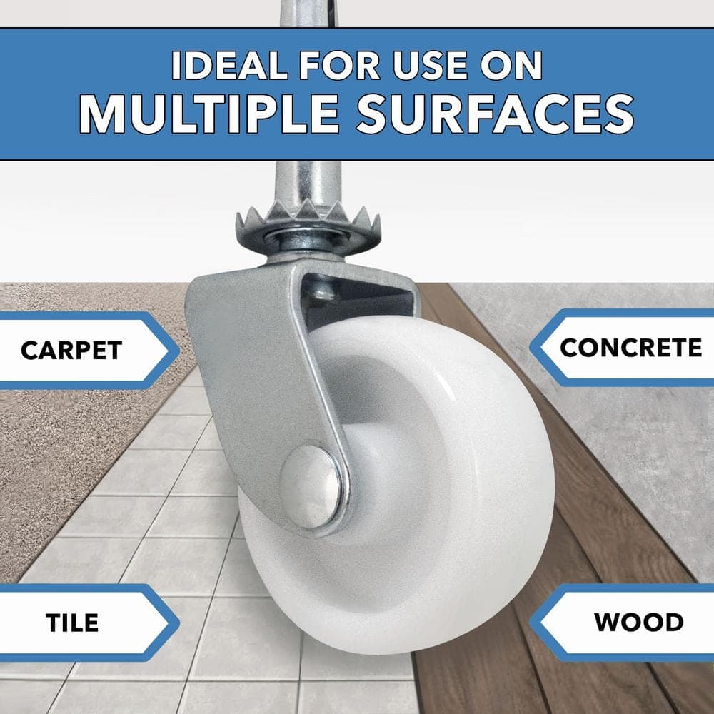 Everbilt 1 5/8 in. White Plastic and Steel Swivel Stem Casters with 50 lb. Load Rating 4 Pack (4)