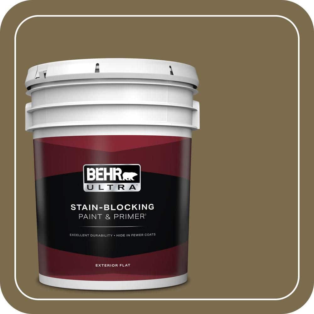 BEHR ULTRA 5 gal. #PPU8-01 Olive Flat Exterior Paint & Primer