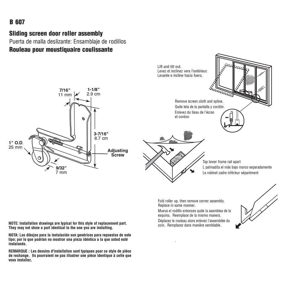 Prime-Line Metal Industries 1 in. Screen Door Roller and Corner (3)