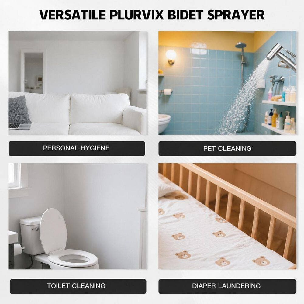 Anqtovp Handheld Toilet Bidet Sprayer Bidet Attachment with Adjustable Water Pressure Hose Feminine Pet Wash Kit (3)