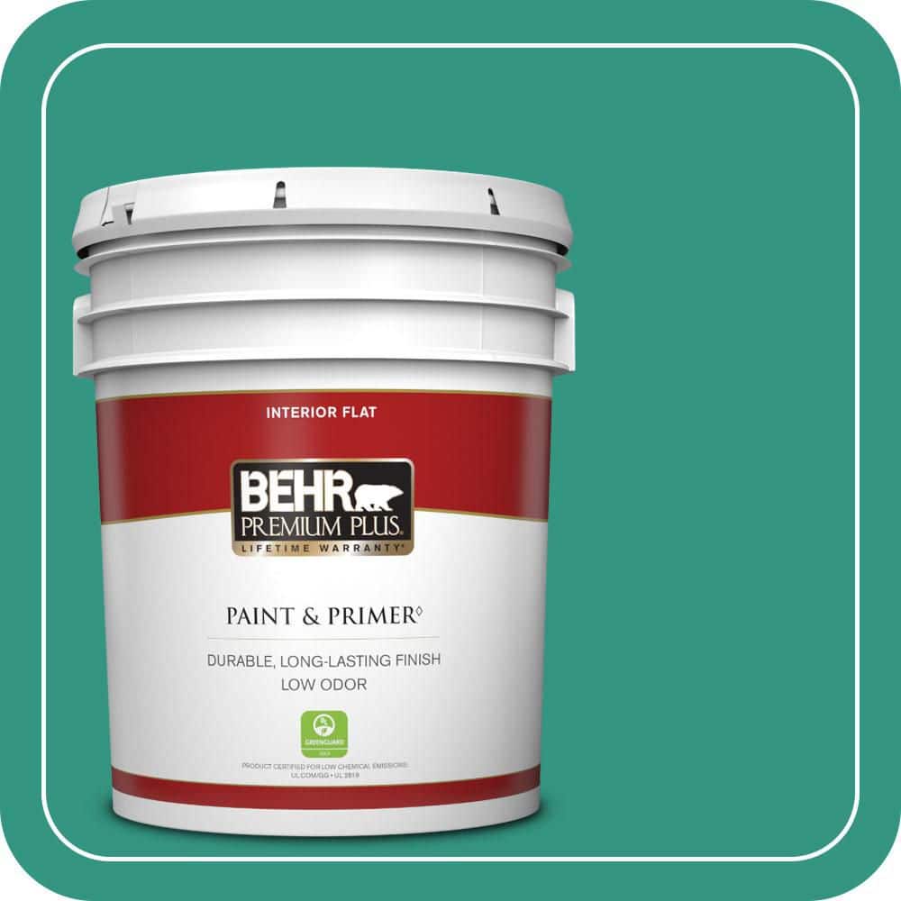 BEHR PREMIUM PLUS 5 gal. #P440-6 Esmeralda Flat Low Odor Interior Paint & Primer