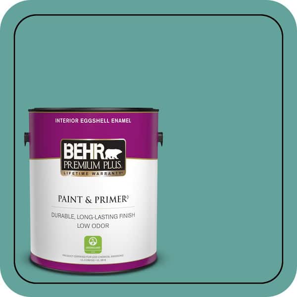 BEHR PREMIUM PLUS #M450-5 Aqua Rapids Flat Low Odor & Primer (4)