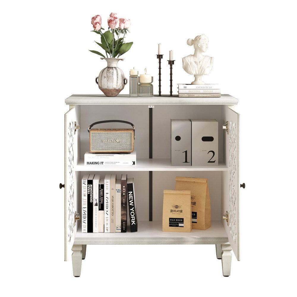 COWLOWN 31.5 in. W x 15.75 in. D x 31.5 in. H White 2-Door Linen Cabinet with Adjustable Shelf (2)