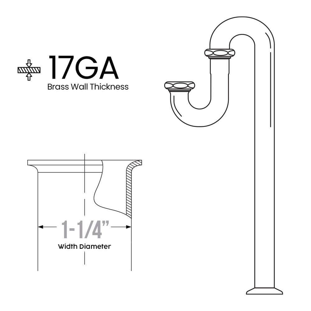 PLUMBFLEX 1-1/4 in. S-Trap with Flange for Tubular Drain Applications, 17GA Chrome Plated Brass (2)