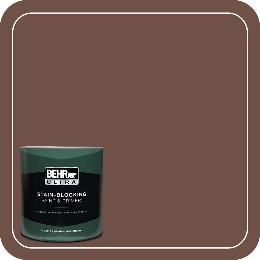 BEHR ULTRA 1 qt. #PMD-108 Double Chocolate Semi-Gloss Enamel Exterior Paint & Primer