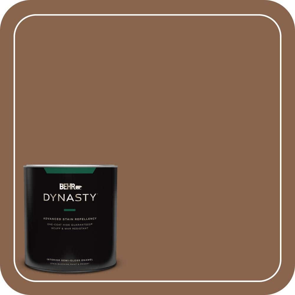 BEHR DYNASTY 1 qt. #S220-7 Molasses One-Coat Hide Semi-Gloss Enamel Interior Stain-Blocking Paint and Primer