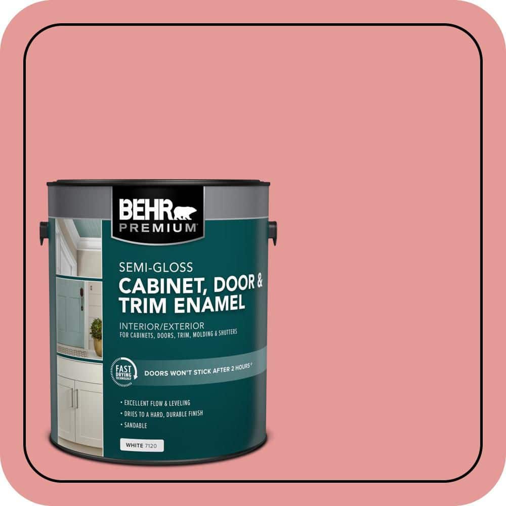 BEHR PREMIUM 1 gal. #M160-4A Sunset Pink Semi-Gloss Enamel Interior/Exterior Cabinet, Door & Trim Paint