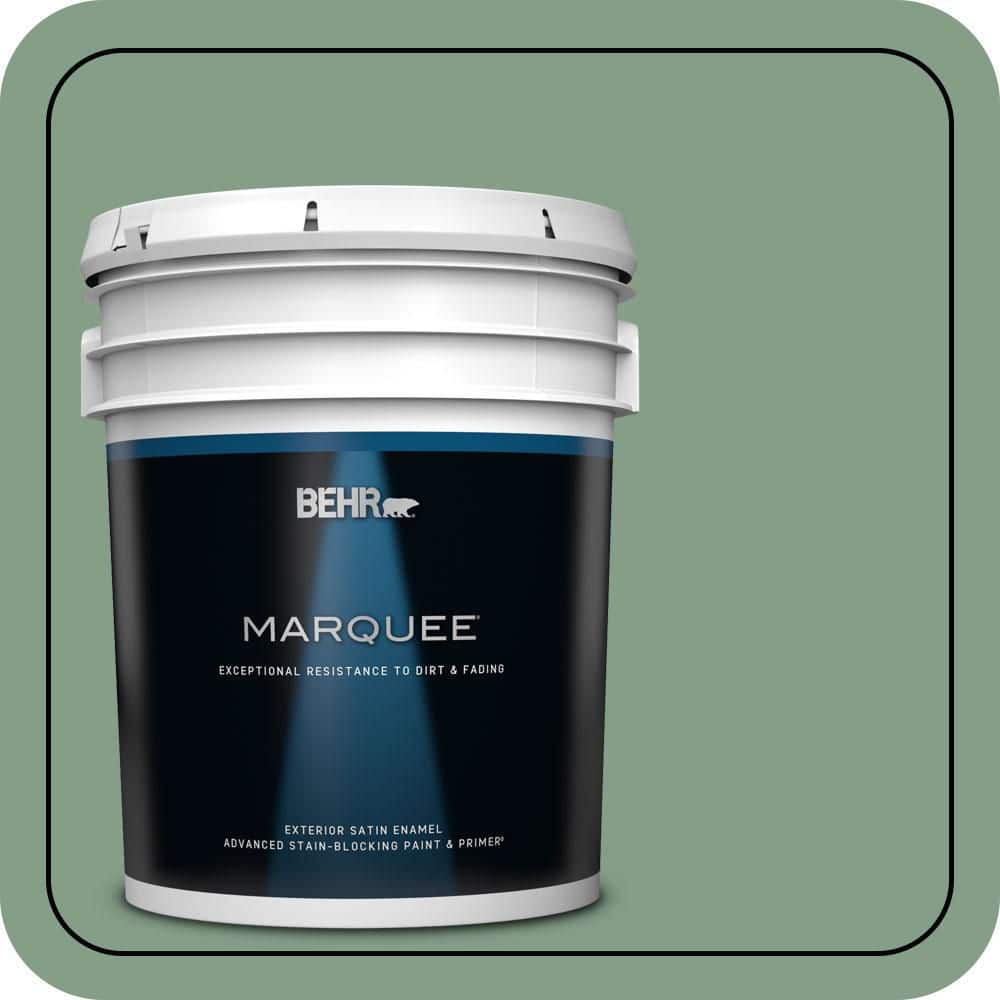BEHR MARQUEE 5 gal. #S410-5 Track Green Satin Enamel Exterior Paint & Primer (1)