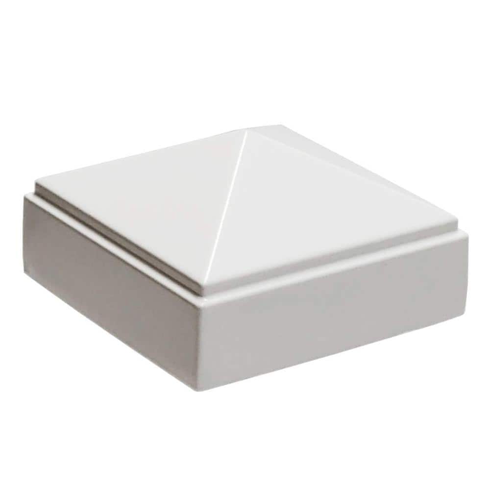 Decorex Hardware 2" x 2" Aluminum Pyramid Post Cap for Metal Posts – Pressure Fit – Powder-Coated White (1 Pack)