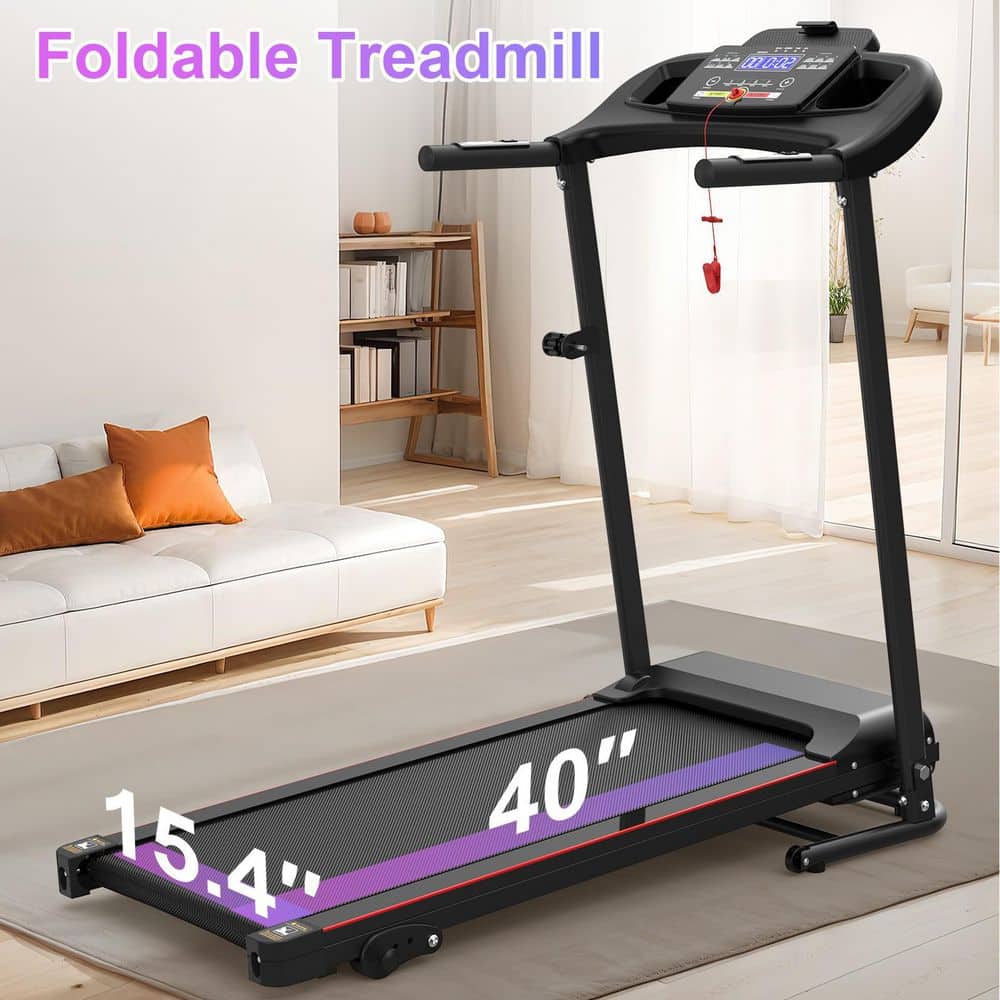 Tidoin 2.5 HP Black Metal Folding Electric Treadmill with LED Display and Bluetooth Music Cup Holder Heart Rate Sensor (3)
