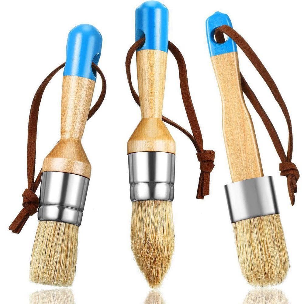 Dracelo 1 in. Flat, 1 in. Pointed, 1 in. Round Paint Brush Set (3-Pack) in Blue Handle (1)
