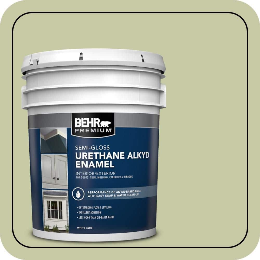 BEHR PREMIUM 5 gal. #M350-3 Sap Green Urethane Alkyd Semi-Gloss Enamel Interior/Exterior Paint