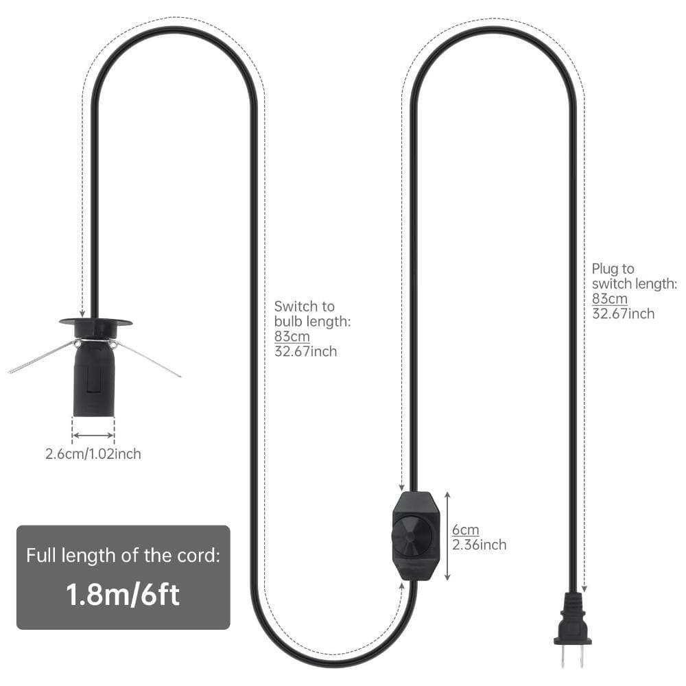 Unbranded 6 ft Replacement Salt Lamp Cord with Dimmer Switch, E12 Socket Clip-In, 110V 40W Night Light Cord RTNLTI (2)