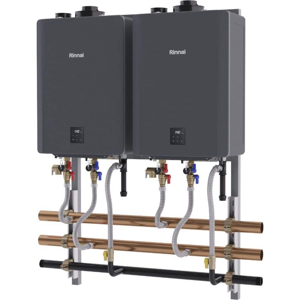 Rinnai TRW Interior Wall Mount 2-Unit Tankless Water Heater System (1)
