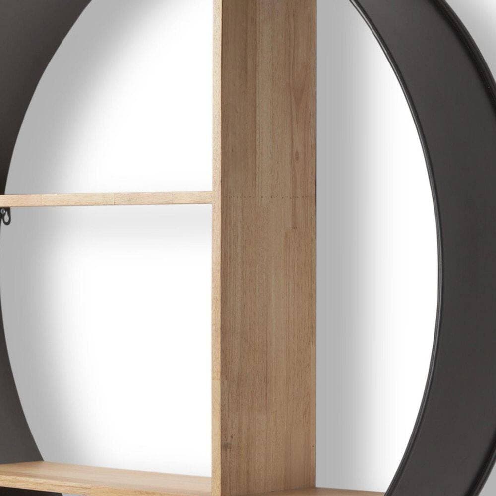 HomeRoots 36 in. W x 36 in. H x 7 in. D Metal Circle Shelf in Black (2)