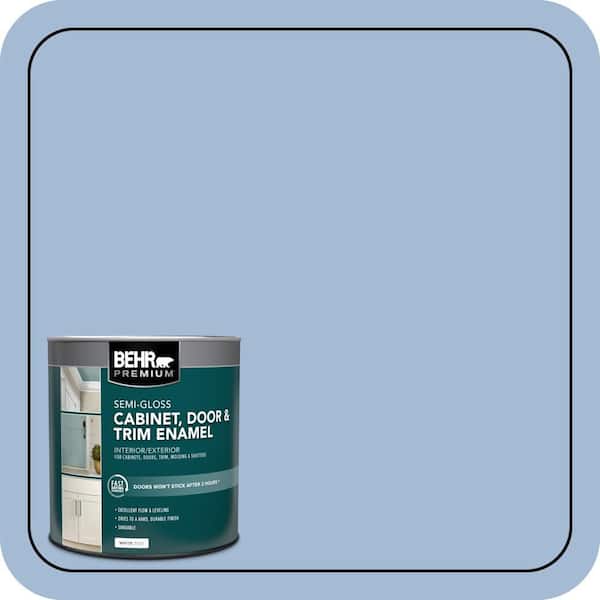 BEHR PREMIUM 1 qt. #M530-3 Perennial Blue Semi-Gloss Enamel Interior/Exterior Cabinet, Door & Trim Paint (2)