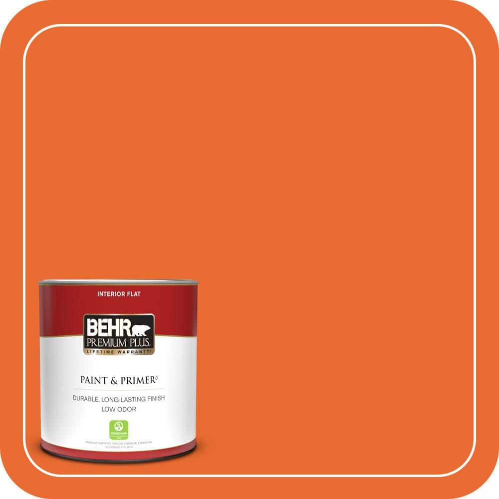 BEHR PREMIUM PLUS #220B-7 Electric Orange Enamel Interior/Exterior Paint & Primer Color Sample (1)