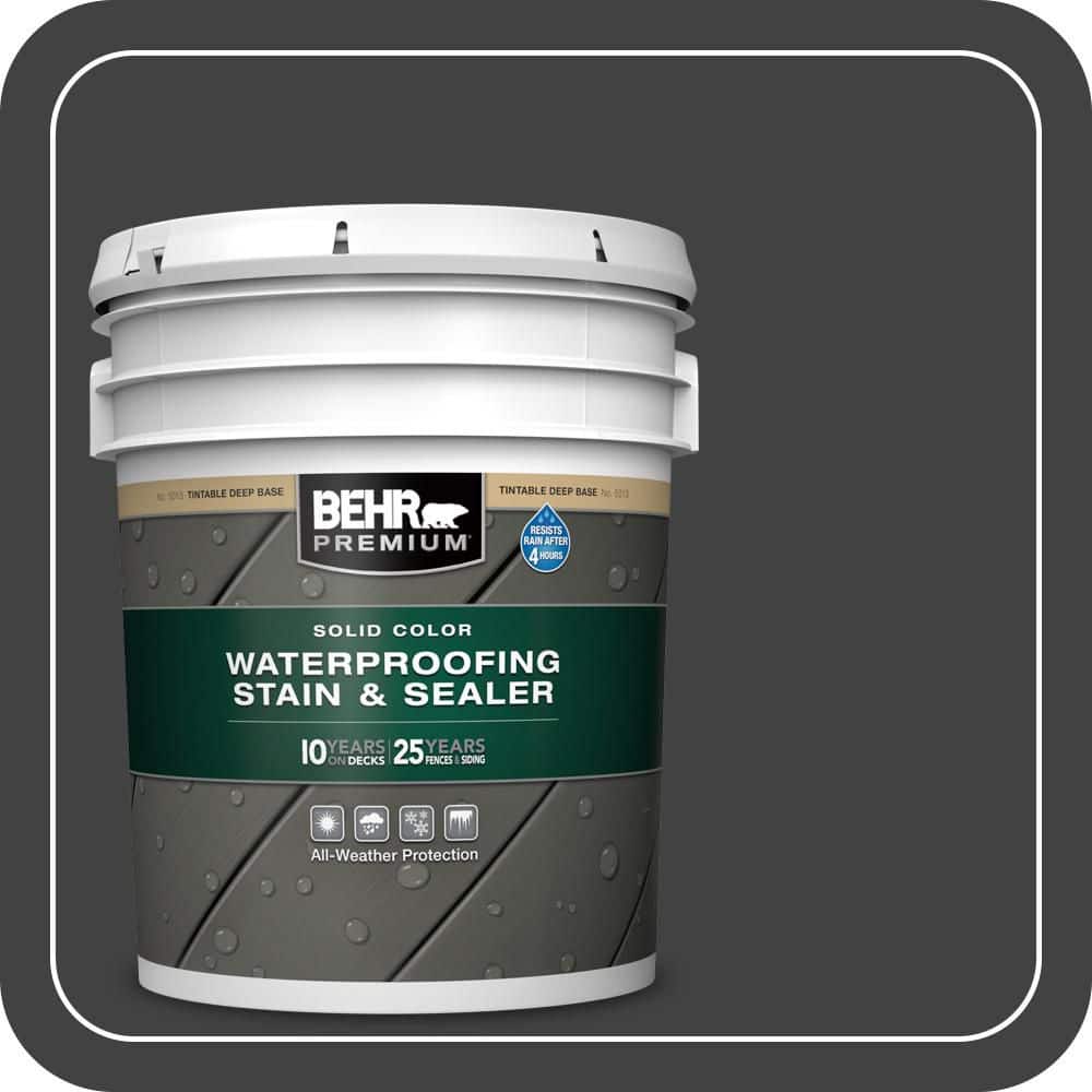 BEHR PREMIUM 5 gal. #PFC-75 Tar Black Solid Color Waterproofing Exterior Wood Stain and Sealer