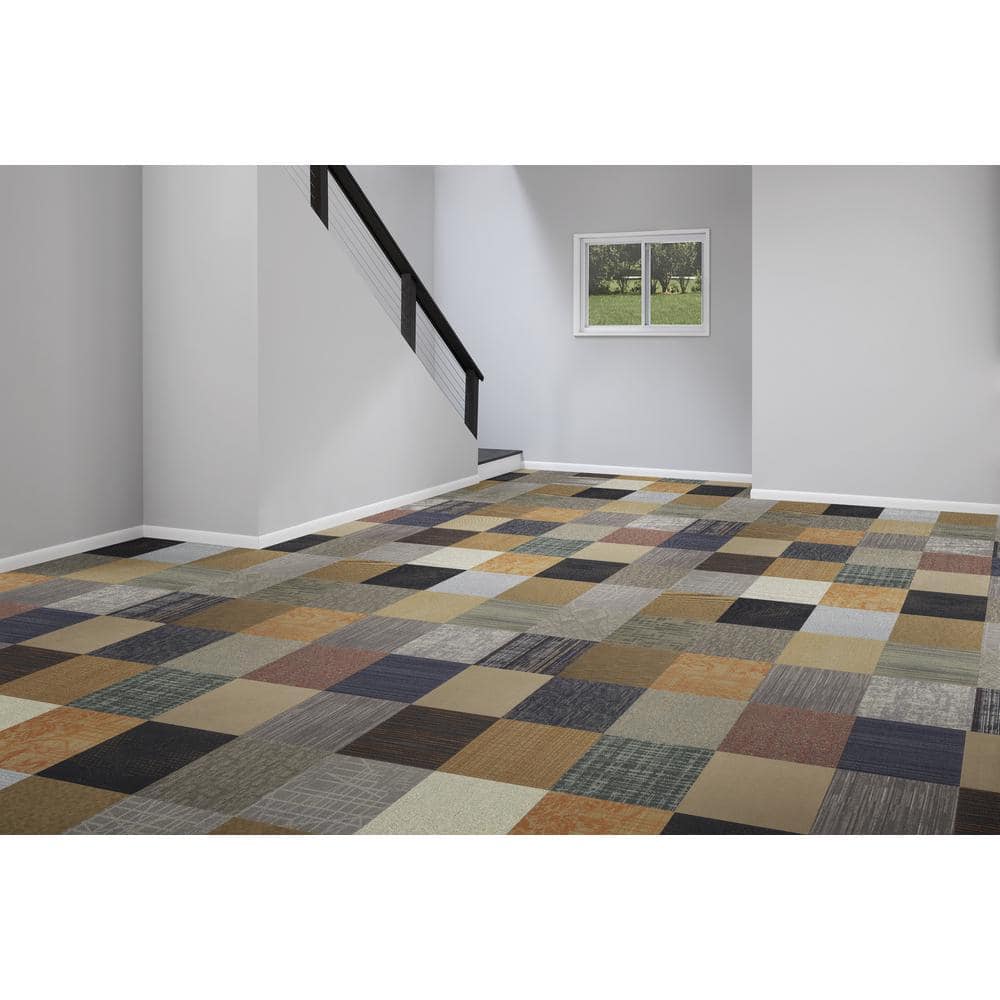 TrafficMaster Versatile - Assorted - Multi-Colored Commercial/Residential 24 x 24 in. Peel and Stick Carpet Tile Square (40 sq. ft.) (4)