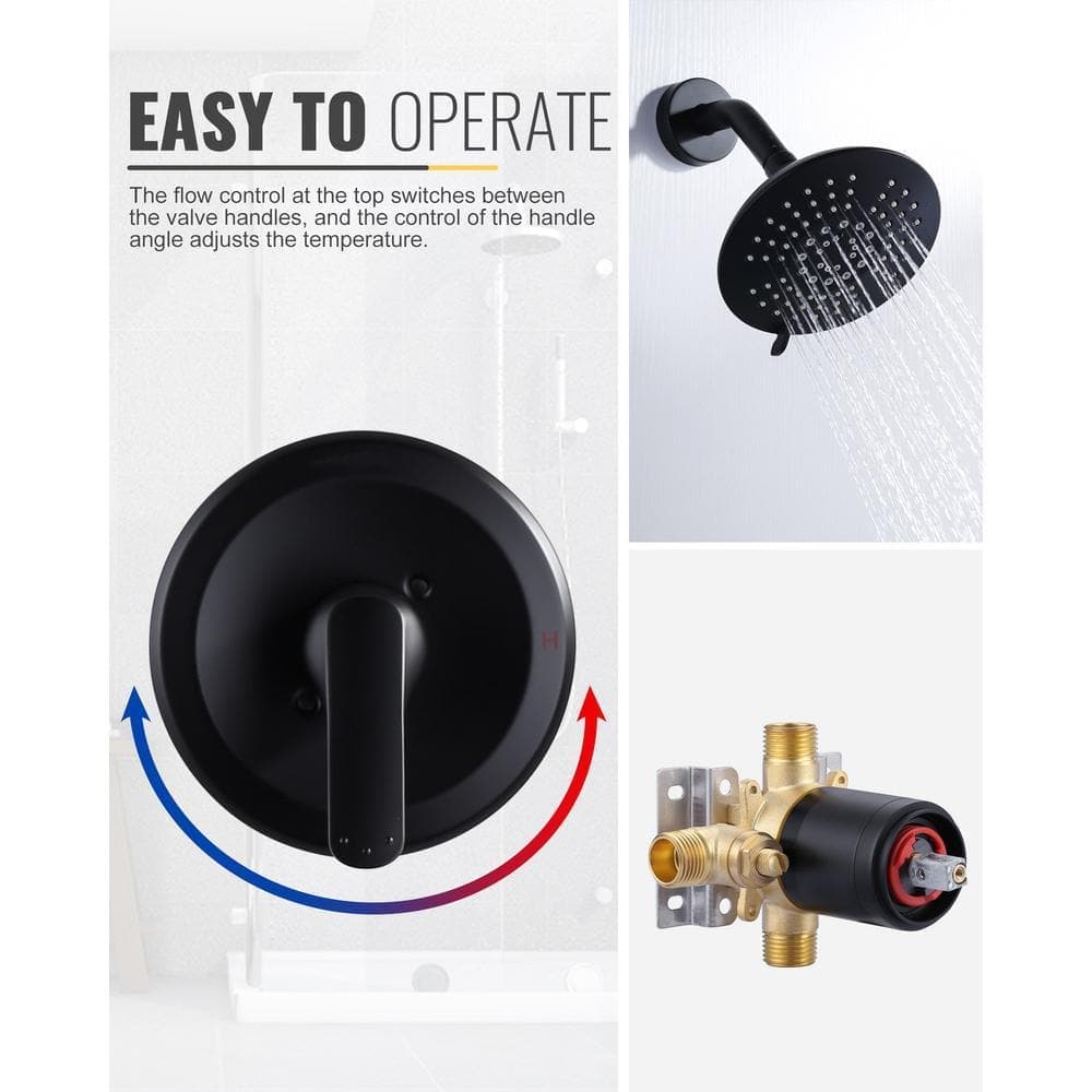 ARCORA Round Single Handle Patterns-Spray Shower Faucet 1.6 GPM with High Pressure Fixed Shower Head (4)
