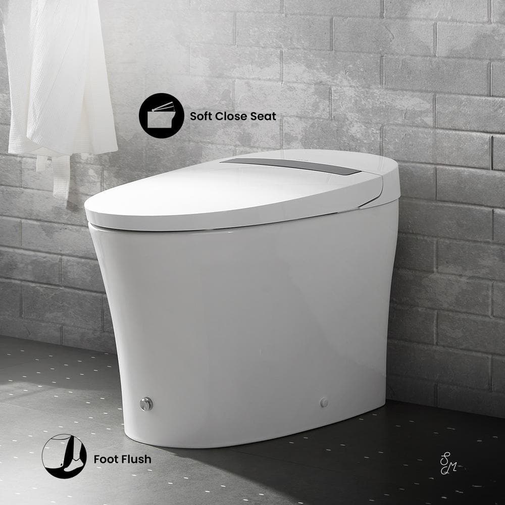 Swiss Madison Hugo Smart Tankless, 1.1/1.6 GPF Touchless Vortex, Elongated Toilet in Glossy White (3)