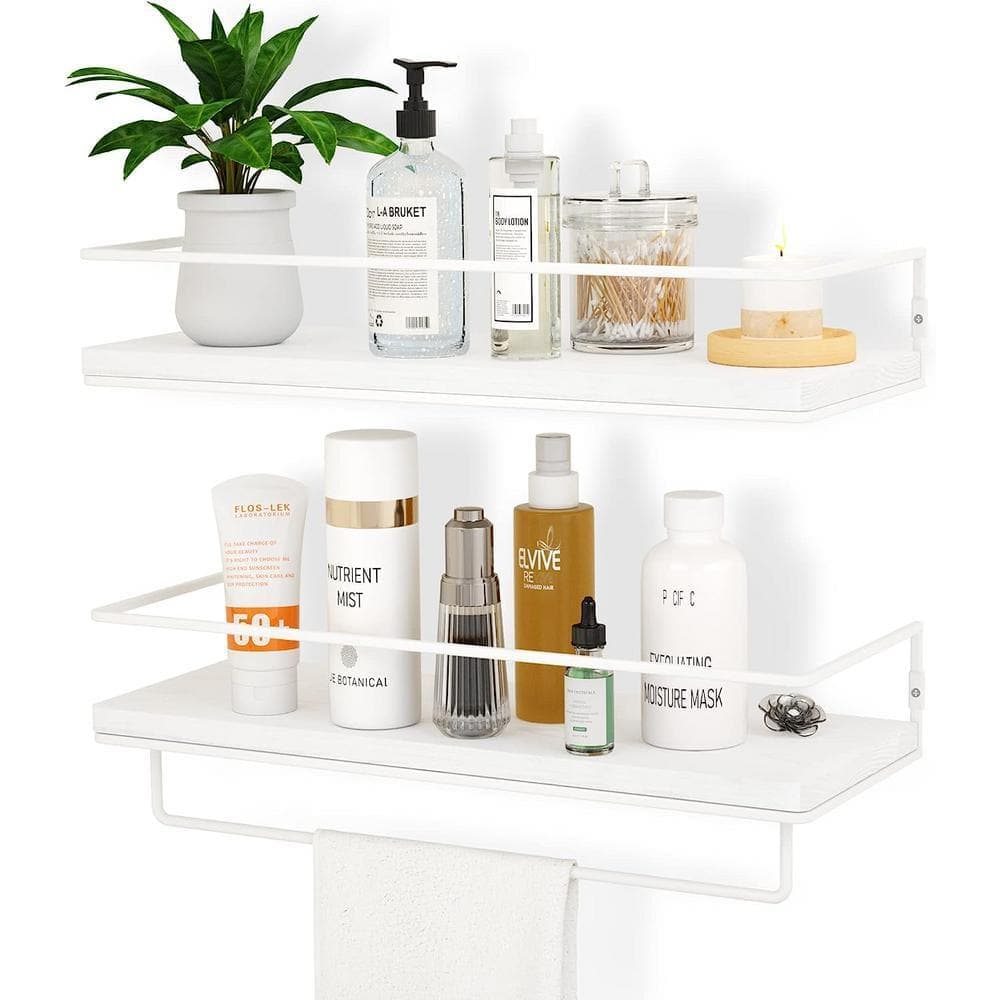 Dyiom 15.75in. W x 2.28in. H x 5.71 in. D White Over The Toilet Storage Bathroom Shelves, Wall Mounted with Adjustable Shelves (1)