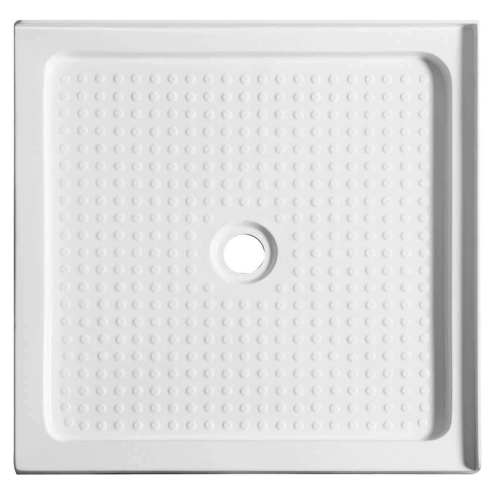 ANZZI Valley Base Series 38 in. L x 38 in. W Corner Shower Shower Pan Base with Center Drain in Glossy White Marine Acrylic (2)
