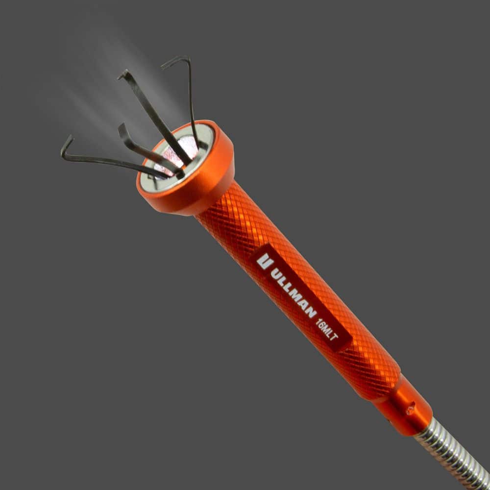 ULLMAN Magnetic Pick-Up Spring Claw, 25 in. Extension, Flexible Stainless Steel Shaft, 16 lbs Magnetic Force and LED Light (2)