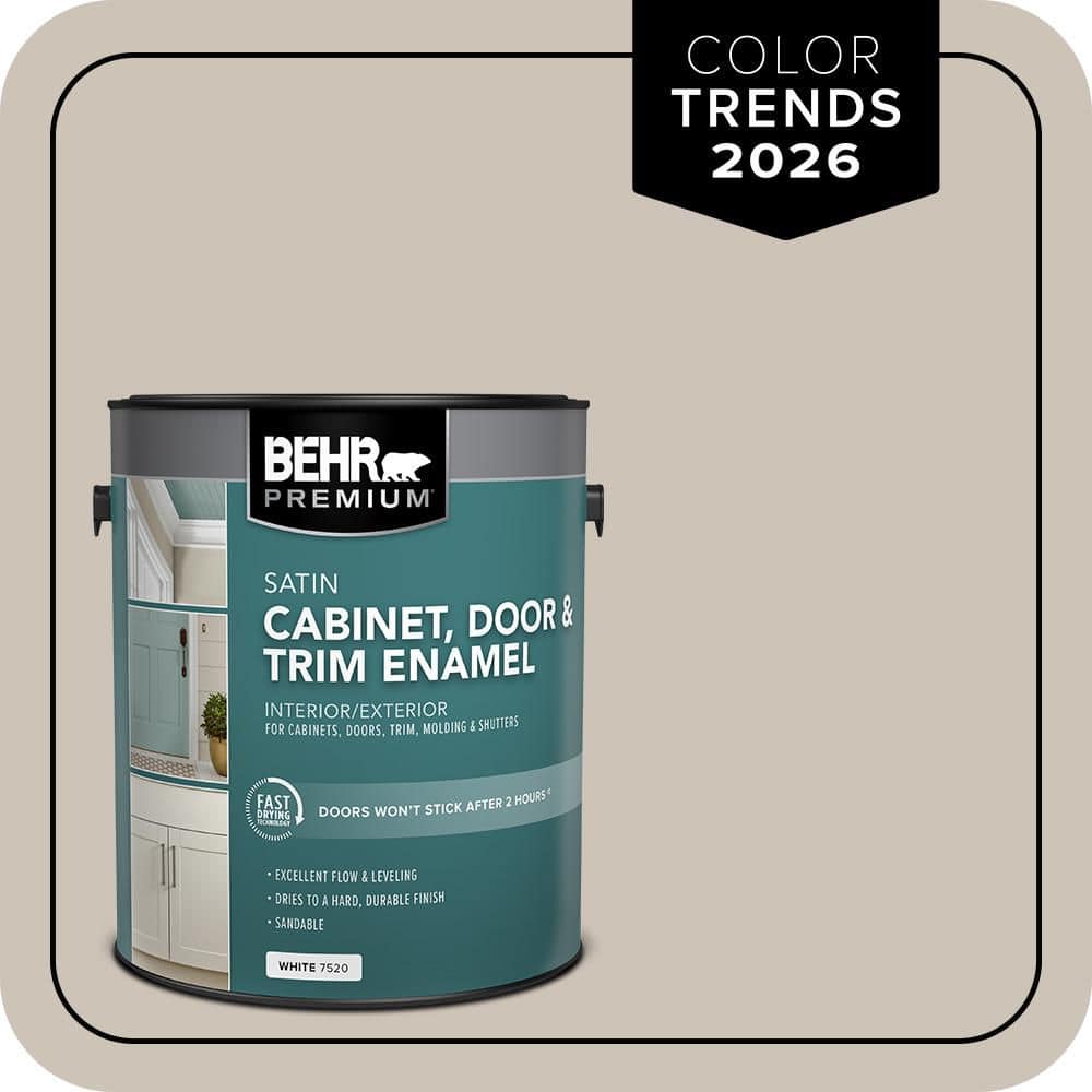 BEHR PREMIUM 1 gal. #720C-3 Wheat Bread Satin Enamel Interior/Exterior Cabinet, Door & Trim Paint (1)