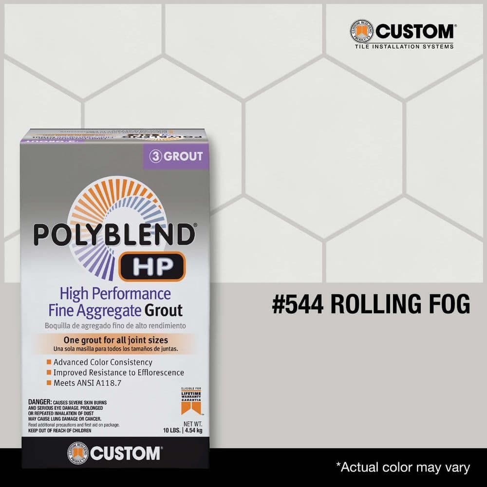 Custom Building Products Polyblend HP #544 Rolling Fog 10 lbs. High Performance Fine Aggregate Grout (3)