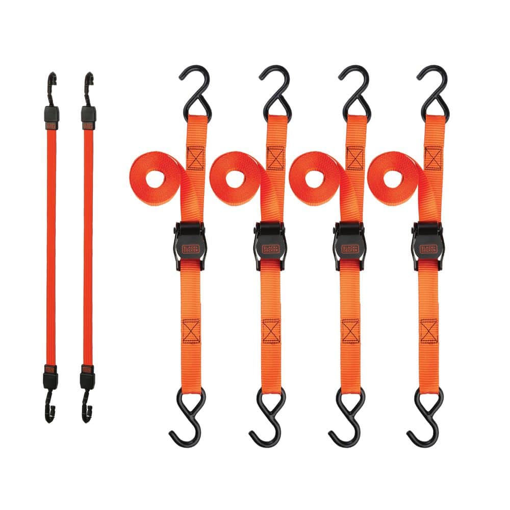Unbranded BLACK+DECKER Light‑Duty Cam‑Buckles and 24 in. Flat Bungee Straps Kit, 6‑Piece