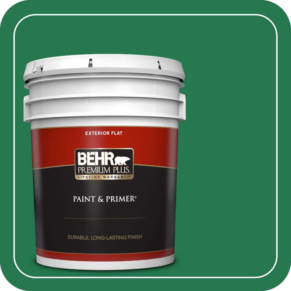 BEHR PREMIUM PLUS 5 gal. #460B-7 Pine Grove Flat Exterior Paint & Primer