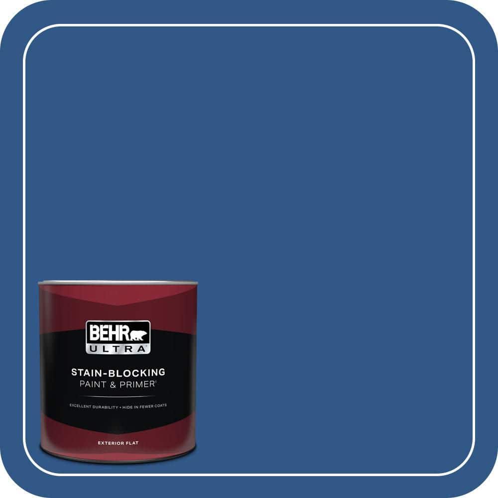 BEHR ULTRA 1 qt. #590B-7 Award Blue Flat Exterior Paint & Primer