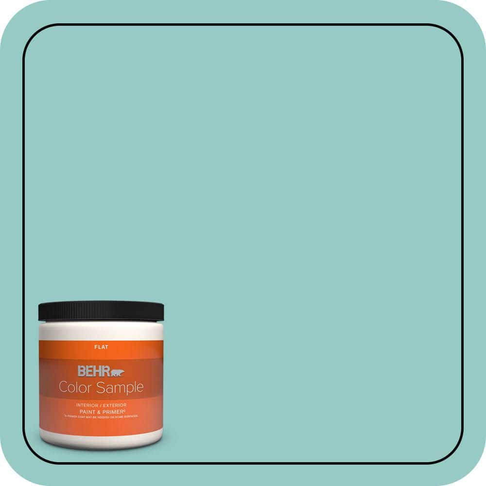 BEHR PREMIUM PLUS 8 oz. #500D-4 Jamaica Bay Flat Interior/Exterior Paint & Primer Color Sample