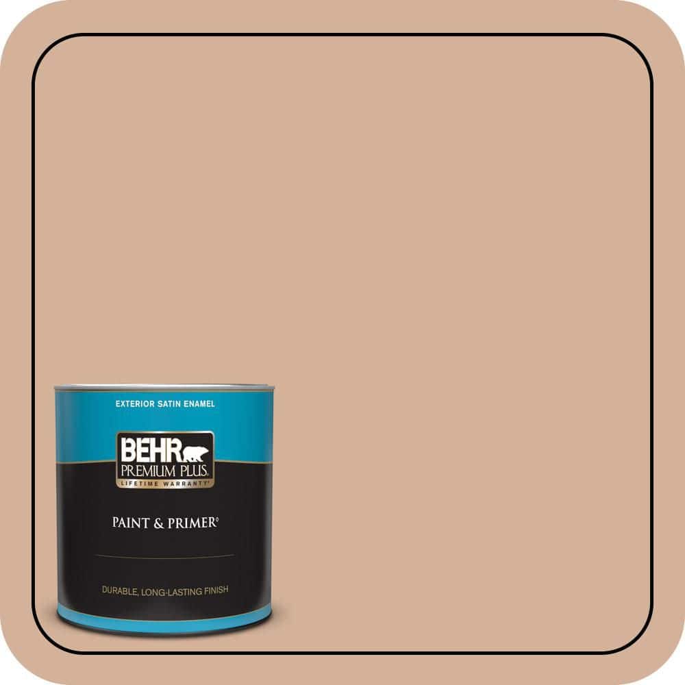 BEHR PREMIUM PLUS 1 qt. #S210-3 Sweet Tea Satin Enamel Exterior Paint & Primer