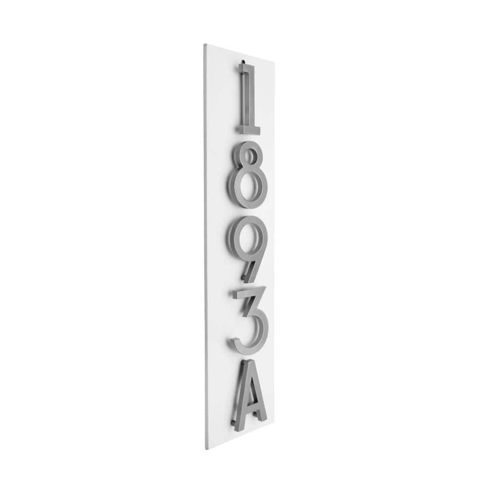 Whitehall Products Floating Stand-Off 5-Number Vertical Sign White with Silver Modern Font Numbers