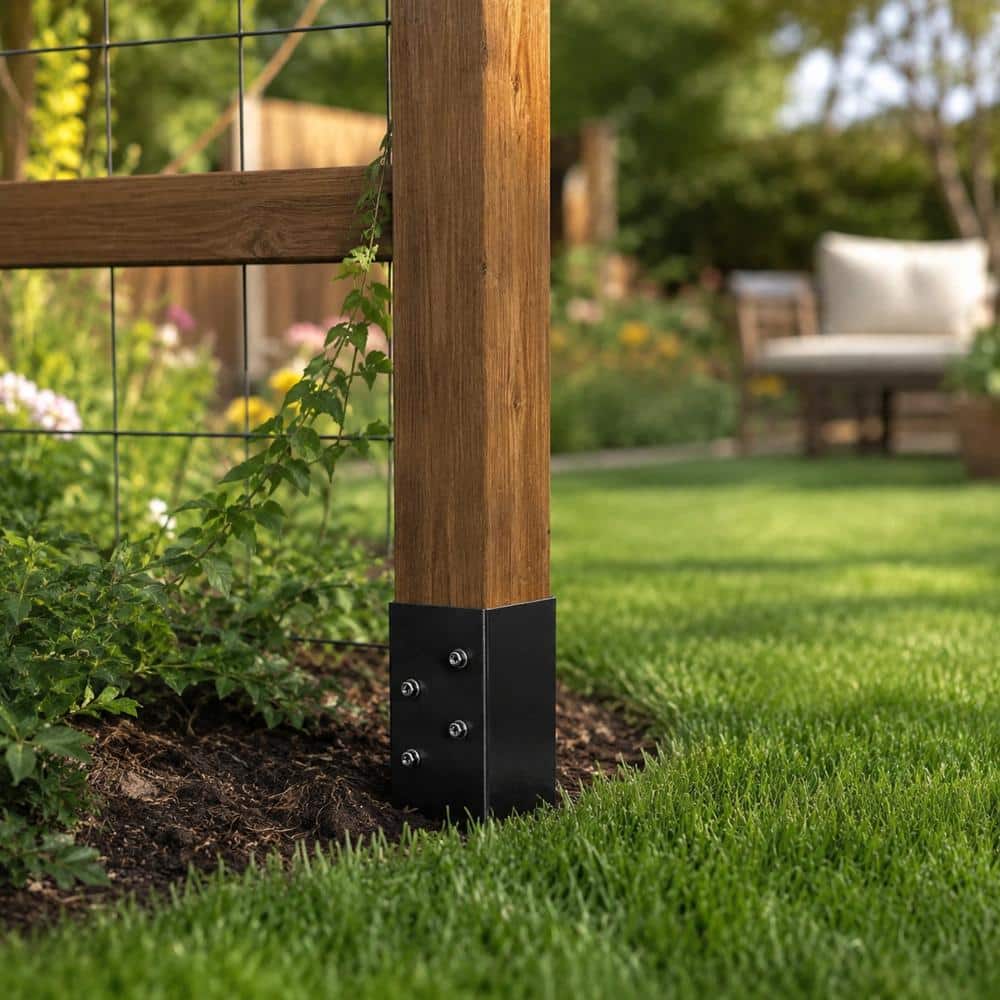 Unbranded 16 in No-Dig 4x4 Ground Spike Post Anchor Powder-Coated Steel with 4 Corner Screws for Fence Mailbox Deck (2)