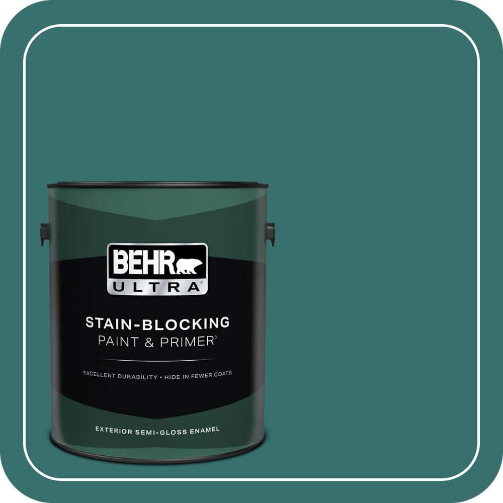 BEHR ULTRA 1 gal. #500D-7 Caribbean Green Semi-Gloss Enamel Exterior Paint & Primer