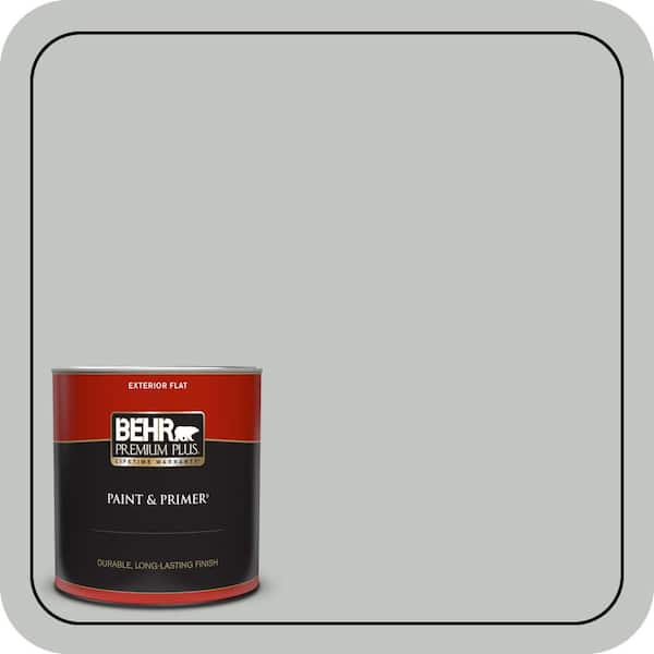 BEHR PREMIUM PLUS 1 qt. #PPU25-14 Engagement Silver Flat Exterior Paint & Primer (2)