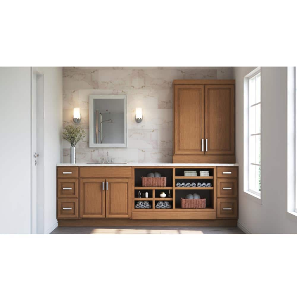 Hampton Bay Hampton 11.25 in. W x 30 in. H x 0.1875 in. D Kitchen Cabinet Wall Flush End Panel in Medium Oak (4)