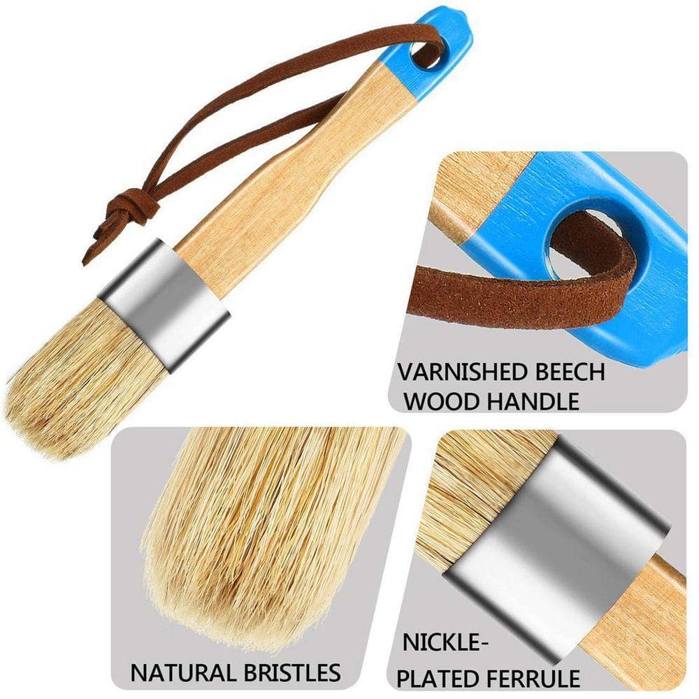 Dracelo 1 in. Flat, 1 in. Pointed, 1 in. Round Paint Brush Set (3-Pack) in Blue Handle (2)