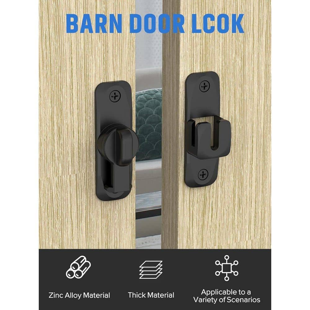 Unbranded 90/180 Degree Flip Security Sliding Door Latch Black Privacy Lock for Barn Gate Bathroom Cabinet Window 1PC (3)