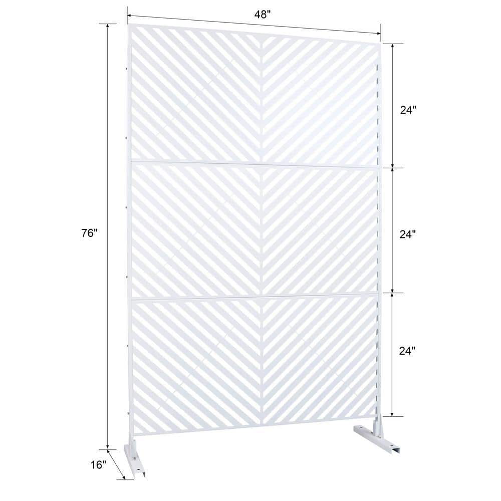 Zeus & Ruta 6.3 ft. H x 4 ft. W White Metal Privacy Screen Freestanding Decorative Privacy Fence Panels for Patio (3 Panels) (3)