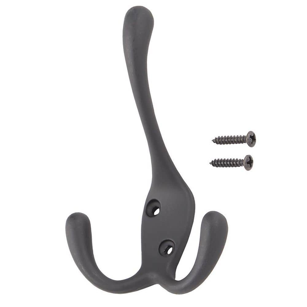 Everbilt J-Hook Robe/Towel Hook Triple Hook in Matte Black (2)