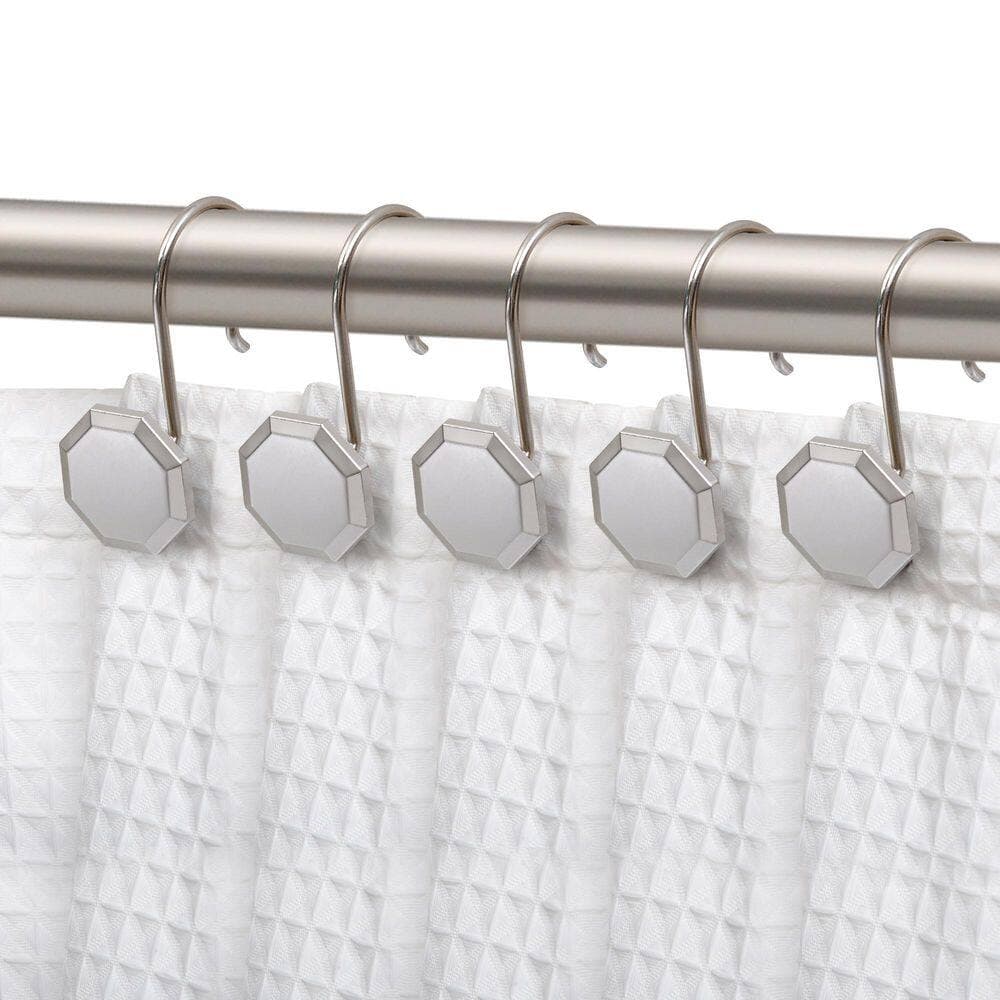 Utopia Alley Rustproof Zinc Shower Curtain Rings/Hooks for Bathroom, Curtains, Kitchen & Clothing etc-Set of 12, Brushed Nickel