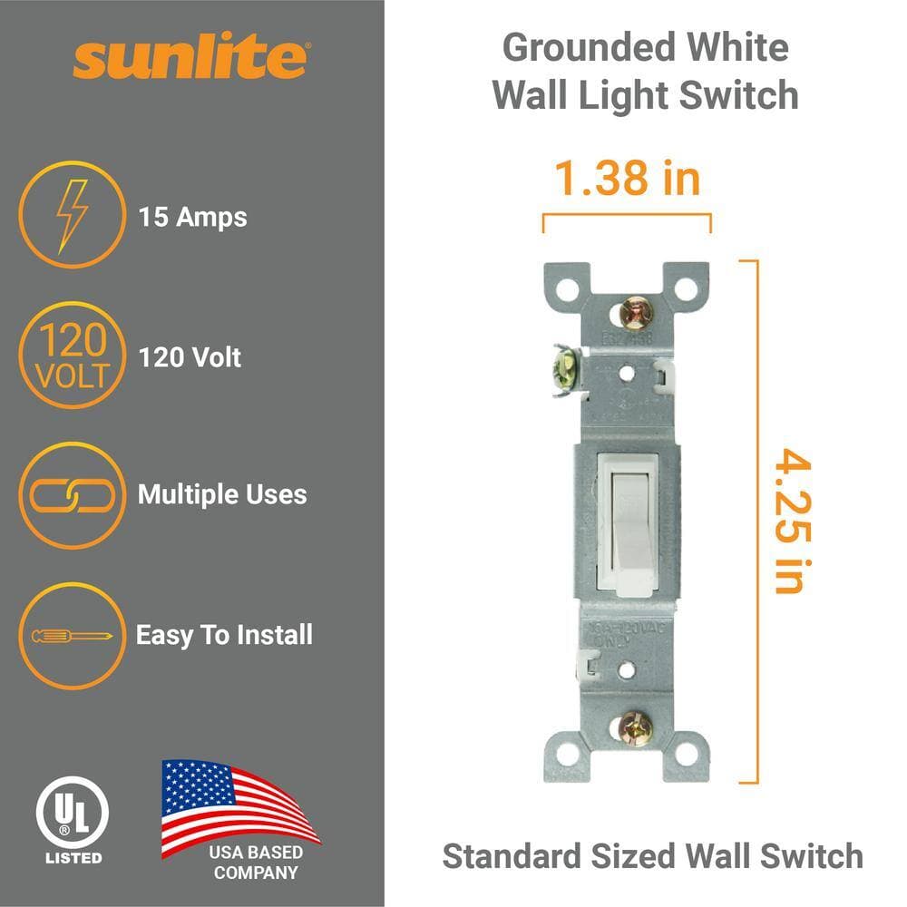Sunlite 15 Amp Toggle Grounded Light Switch White (10-Pack) (3)