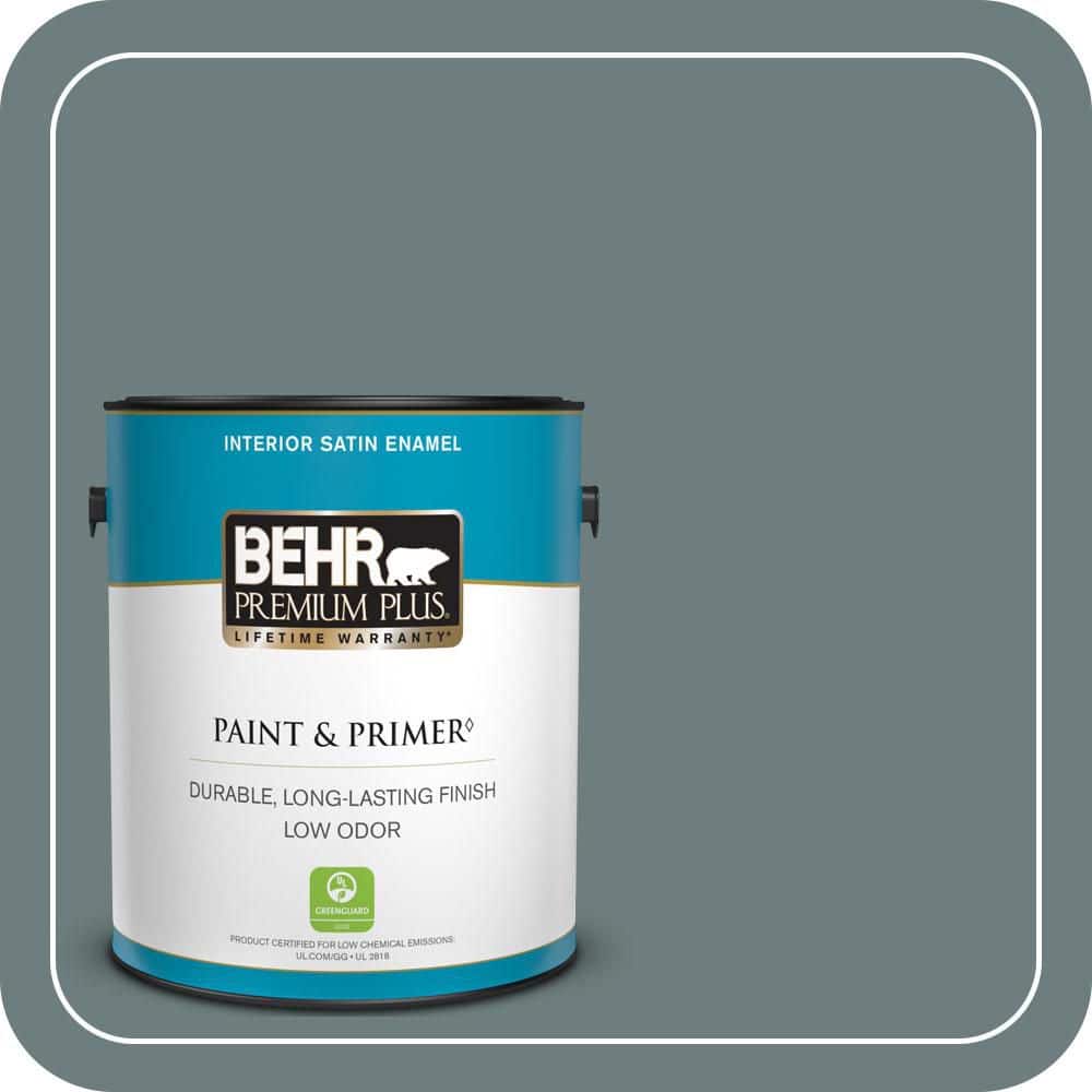 BEHR PREMIUM PLUS 1 gal. #N440-5 Coney Island Satin Enamel Low Odor Interior Paint & Primer