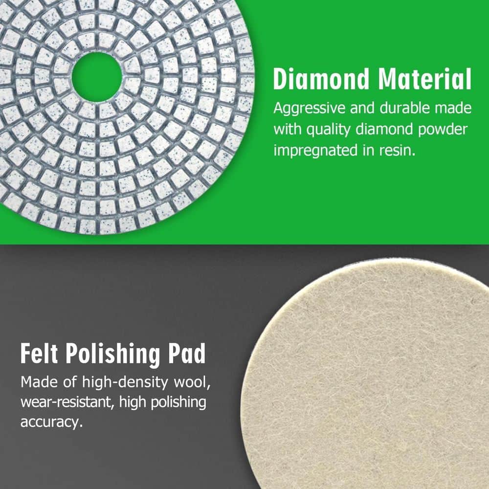 LAIFUCAM 4 Inch Diamond Resin Granite Polishing Pad Kit with Wet Dry Use for Marble Concrete Quartz Stone Countertop 12 Pack (2)
