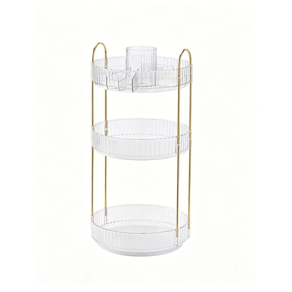 Whatseaso 9.5 in. W x 18.5 in H x 9.5 in. D Plastic in White Over The Toilet Storage 360 Rotating Makeup Organizer (1)